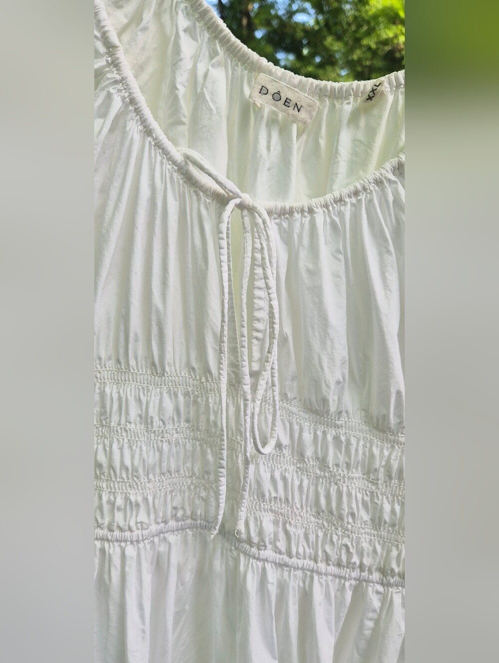 Doen White Quinn Dress XXL Smocked Cotton Heirloom Midi Dress - Picture 9 of 10